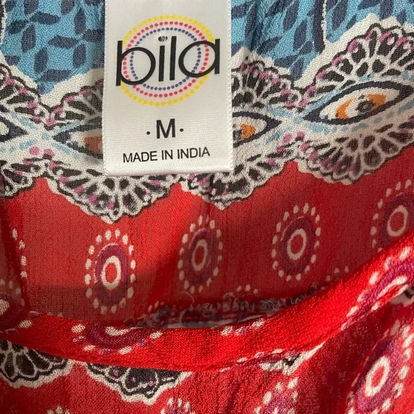 Bila Asymmetrical Dress in Red and Blue Paisley - Picture 3 of 3